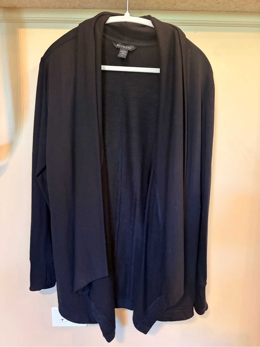 Athleta Women's Black Draped Open-Front Cardigan